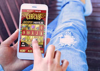An image of mobile casino games displayed on a smartphone