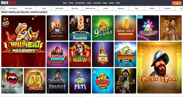 Screenshot of NetBet casino lobby