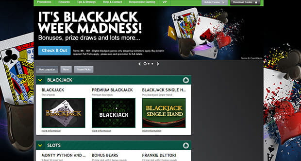 Paddy Power casino lobby screenshot